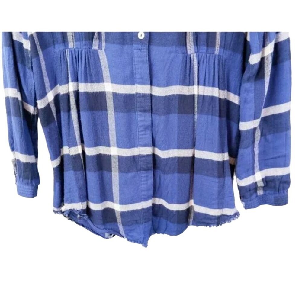 Anthropologie Holding Horses Blue Plaid Flannel Womens Shacket Top Women's Size - Picture 2 of 11